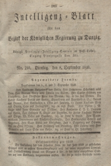 Intelligenz-Blatt für den Bezirk der Königlichen Regierung zu Danzig. 1840, No. 210 (8 September)