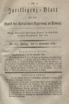 Intelligenz-Blatt für den Bezirk der Königlichen Regierung zu Danzig. 1840, No. 213 (11 September)