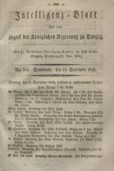 Intelligenz-Blatt für den Bezirk der Königlichen Regierung zu Danzig. 1840, No. 214 (12 September) + dod.