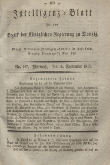 Intelligenz-Blatt für den Bezirk der Königlichen Regierung zu Danzig. 1840, No. 217 (16 September)