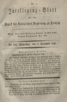 Intelligenz-Blatt für den Bezirk der Königlichen Regierung zu Danzig. 1840, No. 218 (17 September)