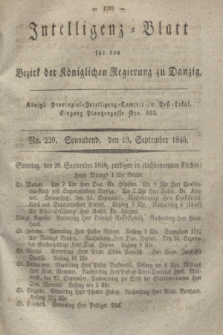 Intelligenz-Blatt für den Bezirk der Königlichen Regierung zu Danzig. 1840, No. 220 (19 September) + dod.