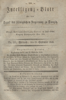 Intelligenz-Blatt für den Bezirk der Königlichen Regierung zu Danzig. 1840, No. 223 (23 September)