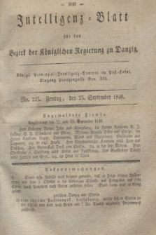 Intelligenz-Blatt für den Bezirk der Königlichen Regierung zu Danzig. 1840, No. 225 (25 September)