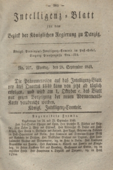 Intelligenz-Blatt für den Bezirk der Königlichen Regierung zu Danzig. 1840, No. 227 (28 September)