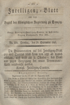 Intelligenz-Blatt für den Bezirk der Königlichen Regierung zu Danzig. 1840, No. 228 (29 September)