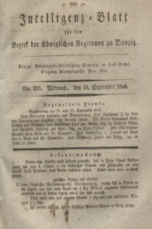 Intelligenz-Blatt für den Bezirk der Königlichen Regierung zu Danzig. 1840, No. 229 (30 September)
