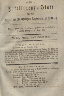 Intelligenz-Blatt für den Bezirk der Königlichen Regierung zu Danzig. 1840, No. 231 (2 October)