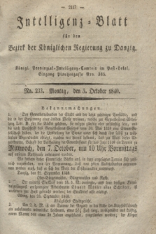 Intelligenz-Blatt für den Bezirk der Königlichen Regierung zu Danzig. 1840, No. 233 (5 October)