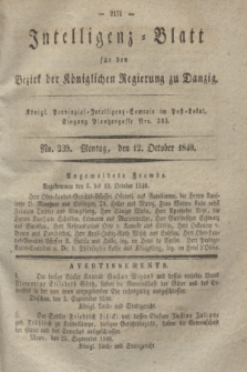 Intelligenz-Blatt für den Bezirk der Königlichen Regierung zu Danzig. 1840, No. 239 (12 October)