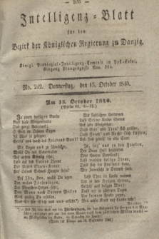 Intelligenz-Blatt für den Bezirk der Königlichen Regierung zu Danzig. 1840, No. 242 (15 October)