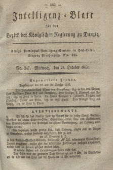 Intelligenz-Blatt für den Bezirk der Königlichen Regierung zu Danzig. 1840, No. 247 (21 October)