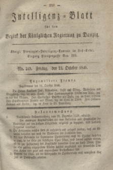 Intelligenz-Blatt für den Bezirk der Königlichen Regierung zu Danzig. 1840, No. 249 (23 October)