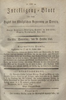 Intelligenz-Blatt für den Bezirk der Königlichen Regierung zu Danzig. 1840, No. 254 (29 October) + dod.