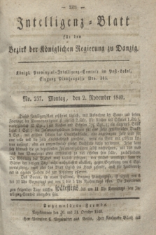 Intelligenz-Blatt für den Bezirk der Königlichen Regierung zu Danzig. 1840, No. 257 (2 November)