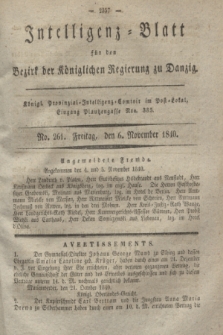 Intelligenz-Blatt für den Bezirk der Königlichen Regierung zu Danzig. 1840, No. 261 (6 November) + dod.