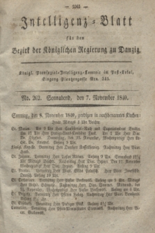 Intelligenz-Blatt für den Bezirk der Königlichen Regierung zu Danzig. 1840, No. 262 (7 November) + dod. + wkładka
