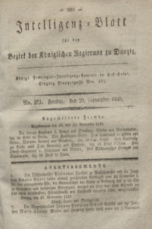 Intelligenz-Blatt für den Bezirk der Königlichen Regierung zu Danzig. 1840, No. 273 (20 November)