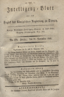Intelligenz-Blatt für den Bezirk der Königlichen Regierung zu Danzig. 1840, No. 279 (27 November)