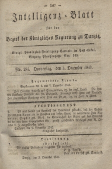 Intelligenz-Blatt für den Bezirk der Königlichen Regierung zu Danzig. 1840, No. 284 (3 Dezember)