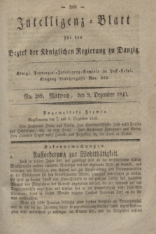 Intelligenz-Blatt für den Bezirk der Königlichen Regierung zu Danzig. 1840, No. 289 (9 Dezember) + dod.