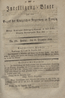 Intelligenz-Blatt für den Bezirk der Königlichen Regierung zu Danzig. 1840, No. 291 (11 Dezember)