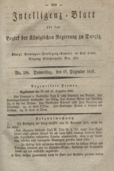 Intelligenz-Blatt für den Bezirk der Königlichen Regierung zu Danzig. 1840, No. 296 (17 Dezember)