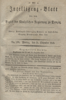 Intelligenz-Blatt für den Bezirk der Königlichen Regierung zu Danzig. 1840, No. 299 (21 Dezember) + dod.