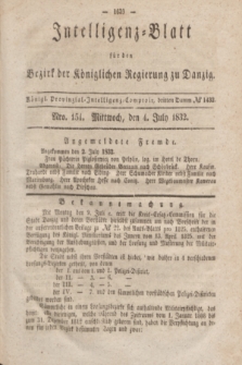 Intelligenz-Blatt für den Bezirk der Königlichen Regierung zu Danzig. 1832, No. 154 (4 Juli) + dod.