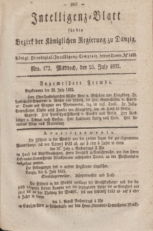 Intelligenz-Blatt für den Bezirk der Königlichen Regierung zu Danzig. 1832, No. 172 (25 Juli) + dod.
