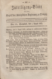 Intelligenz-Blatt für den Bezirk der Königlichen Regierung zu Danzig. 1832, No. 181 (4 August) + dod.