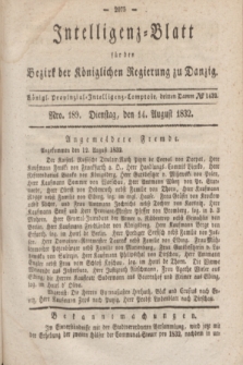 Intelligenz-Blatt für den Bezirk der Königlichen Regierung zu Danzig. 1832, No. 189 (14 August) + dod.