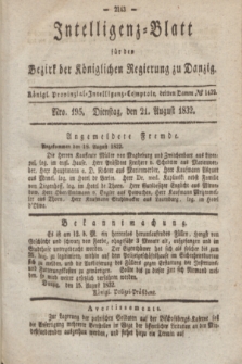 Intelligenz-Blatt für den Bezirk der Königlichen Regierung zu Danzig. 1832, No. 195 (21 August)