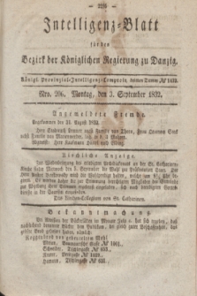 Intelligenz-Blatt für den Bezirk der Königlichen Regierung zu Danzig. 1832, Nro. 206 (3 September) + dod.