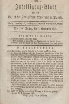 Intelligenz-Blatt für den Bezirk der Königlichen Regierung zu Danzig. 1832, No. 210 (7 September)