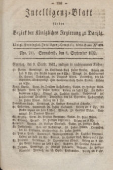 Intelligenz-Blatt für den Bezirk der Königlichen Regierung zu Danzig. 1832, No. 211 (8 September) + dod.