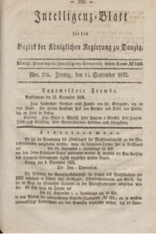 Intelligenz-Blatt für den Bezirk der Königlichen Regierung zu Danzig. 1832, Nro. 216 (14 September)