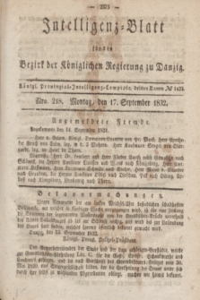 Intelligenz-Blatt für den Bezirk der Königlichen Regierung zu Danzig. 1832, Nro. 218 (17 September)