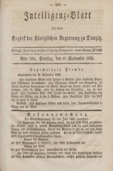 Intelligenz-Blatt für den Bezirk der Königlichen Regierung zu Danzig. 1832, Nro. 219 (18 September)