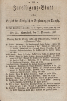 Intelligenz-Blatt für den Bezirk der Königlichen Regierung zu Danzig. 1832, Nro. 223 (22 September) + dod.
