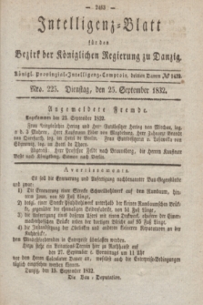 Intelligenz-Blatt für den Bezirk der Königlichen Regierung zu Danzig. 1832, Nro. 225 (25 September)