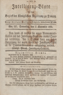 Intelligenz-Blatt für den Bezirk der Königlichen Regierung zu Danzig. 1832, Nro. 227 (27 September)