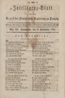 Intelligenz-Blatt für den Bezirk der Königlichen Regierung zu Danzig. 1832, Nro. 229 (29 September) + dod.