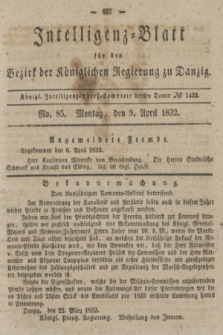 Intelligenz-Blatt für den Bezirk der Königlichen Regierung zu Danzig. 1832, No. 85 (9 April)
