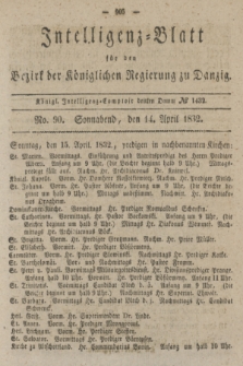 Intelligenz-Blatt für den Bezirk der Königlichen Regierung zu Danzig. 1832, No. 90 (14 April) + dod.