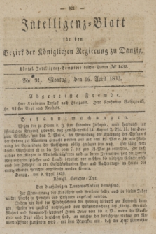 Intelligenz-Blatt für den Bezirk der Königlichen Regierung zu Danzig. 1832, No. 91 (16 April) + dod.