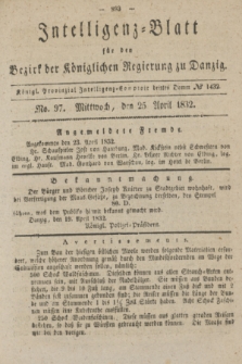 Intelligenz-Blatt für den Bezirk der Königlichen Regierung zu Danzig. 1832, No. 97 (25 April) + dod.