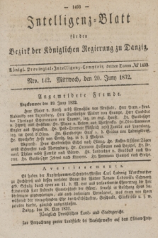 Intelligenz-Blatt für den Bezirk der Königlichen Regierung zu Danzig. 1832, Nro. 142 (20 Juni) + dod.