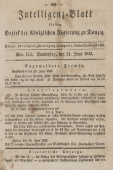Intelligenz-Blatt für den Bezirk der Königlichen Regierung zu Danzig. 1832, Nro. 143 (21 Juni) + dod.