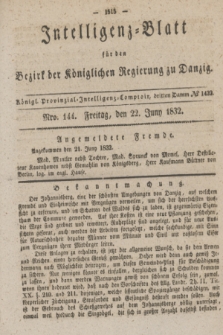 Intelligenz-Blatt für den Bezirk der Königlichen Regierung zu Danzig. 1832, Nro. 144 (22 Juni) + dod.